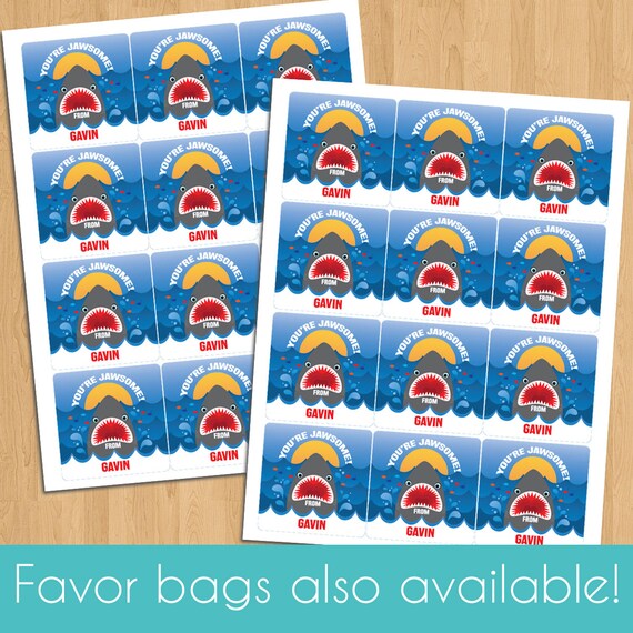 Valentine Stickers for Kids Personalized Boys Valentines Day Favor Labels  Custom Shark Stickers for School Class Valentines Day Party -  Denmark