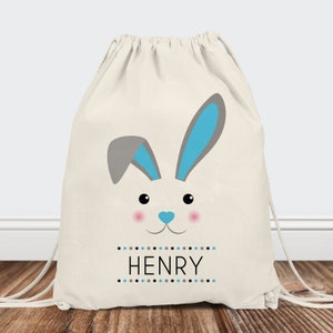 Personalized Easter Tote Bags for Kids Custom Childrens Monogrammed Easter Gift Bags Minimalist Easter Bunny Bags for Boys Girls image 5