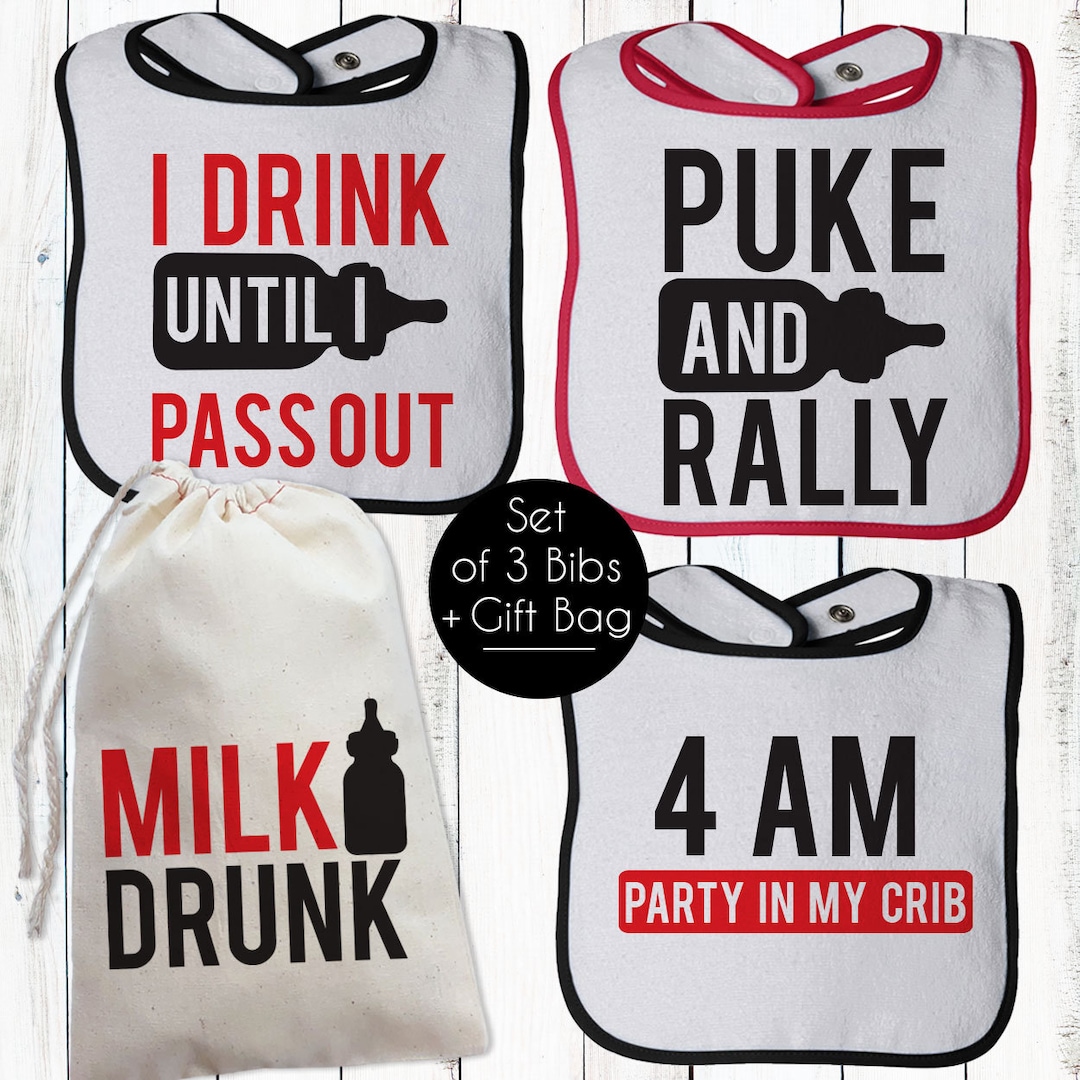 Funny Baby Boy Gift Milk Drunk Terry Cloth Bibs Puke and Rally Etsy