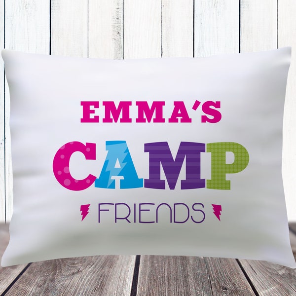 Autograph Pillow - Kids Camp Pillowcase - Custom Camp Bedding - Girls Camp Care Package Gifts - Sleepaway Summer Camp Pillow Cover with Name