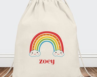 Custom Toddler Girls Backpack - Drawstring Canvas Bag Personalized