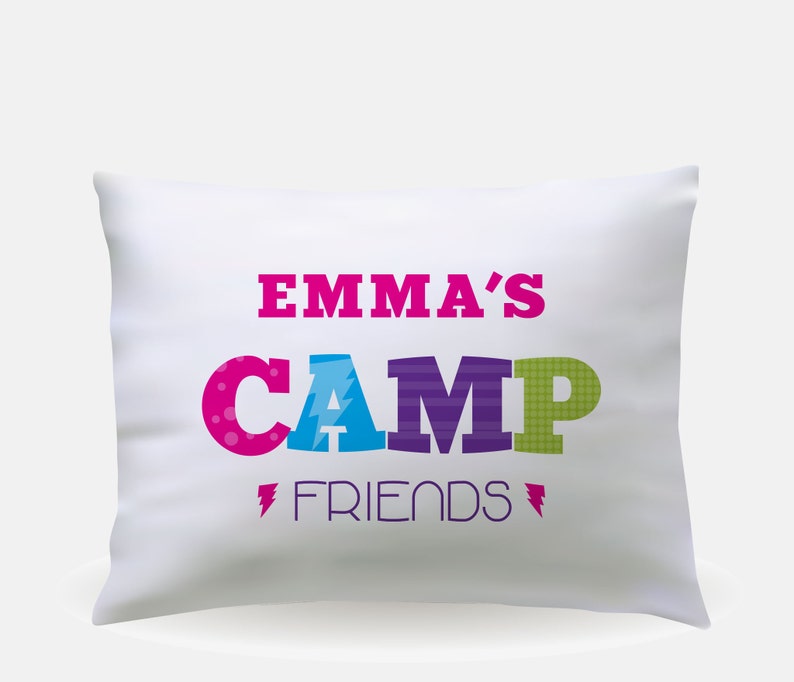 Autograph Pillow Kids Camp Pillowcase Custom Camp Bedding Girls Camp Care Package Gifts Sleepaway Summer Camp Pillow Cover with Name image 2