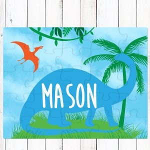 Personalized Dinosaur Puzzle, Puzzle for boys, Personalized Puzzle for kids, Dinosaur birthday favor, Personalized Puzzle