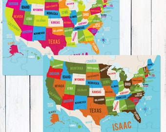 Personalized USA Map Puzzle with Name | Custom Educational Toy for Kids