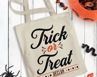 Custom Halloween Bag for Kids, Trick or Treat Tote with Name