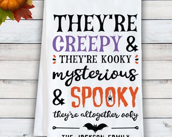 Halloween Tea Towel, Funny Halloween Decor for the Kitchen, Personalized Halloween Dish Cloth, Halloween Gift for Family, Spooky Home Decor