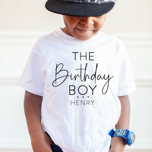 Personalized Birthday Boy Shirt: Modern Script Kids Birthday Outfit