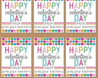 Girls Valentine's Day Cards: Rainbow Hearts, Classroom Valentines (PDF)