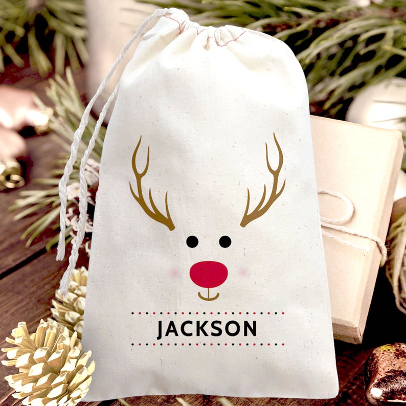 Christmas Gift Bag, Reindeer Gift Bag, Rudolph, Christmas Reindeer, Christmas Gift Wrap image 2