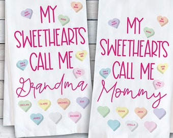 Personalized Valentine's Day Tea Towel: Sweethearts Names Gift