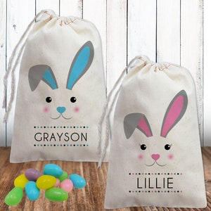 Personalized Easter Tote Bags for Kids Custom Childrens Monogrammed Easter Gift Bags Minimalist Easter Bunny Bags for Boys Girls image 6