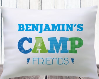 Camp Pillowcase Personalized - Boys Summer Camp Autograph Pillow - Kids Sleepaway Camp Care Package Gift - Camp Friends Pillow Bunk Bedding