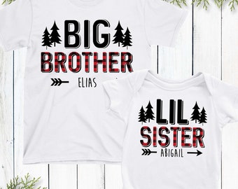 Plaid Big Brother Little Brother Big Sister Little Sister Sibling Shirts