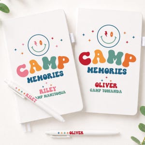 Personalized Camp Notebook with Pen | Summer Camp Memory Journal | Custom Camp Memories Book image 1