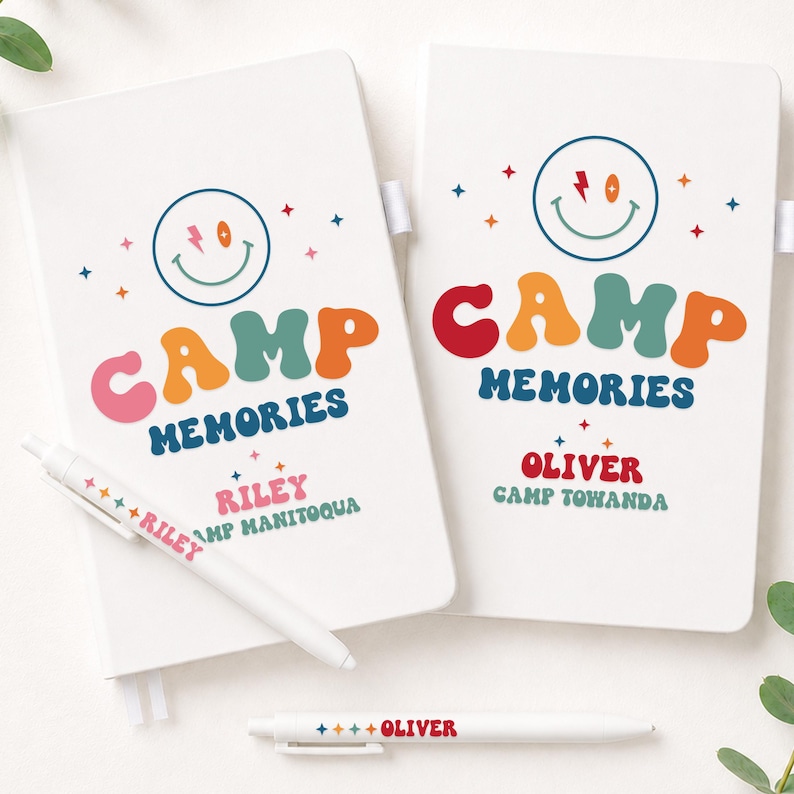 Personalized Camp Notebook with Pen | Summer Camp Memory Journal | Custom Camp Memories Book image 1