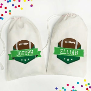 Football Birthday Party Favor Bags - Personalized Football Gift Bags for Boys - Kids Team Sports Favors - Custom Canvas Goodie Bag Set