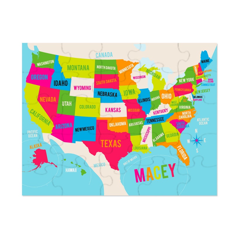 Custom Puzzle for Kids Map of America USA Map Personalized Puzzle Custom Map Puzzle Kids Map Puzzle USA Puzzle America Puzzle