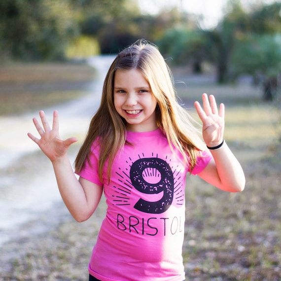 Kids Ninth Birthday Girl Shirt, 9 Year Old Birthday Girl Outfit Kids Ninth Birthday Girl Shirt, 9 Year Old Birthday Girl Outfit