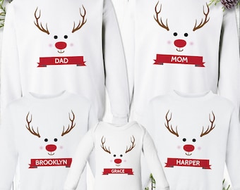 Christmas Shirts for Family - Matching Christmas Shirts - Reindeer Sweatshirts for Kids & Adults - Holiday Photo Outfits for Family