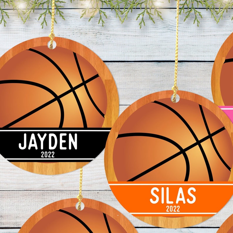 Basketball Christmas Ornament 2023 Keepsake Kids Basketball Ornament with Name Holiday Sports Gifts for Boys Team Coach Gift Idea image 3