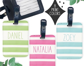 Kids Luggage Tag Personalized | Striped Name Tag | Camp Backpack ID Tag for Kids