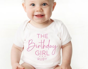 1st Birthday Girl Outfit - Modern Pink & White Birthday Party for Little Girls - 1 Year Old Girl Birthday Girl - Personalized Baby Clothing