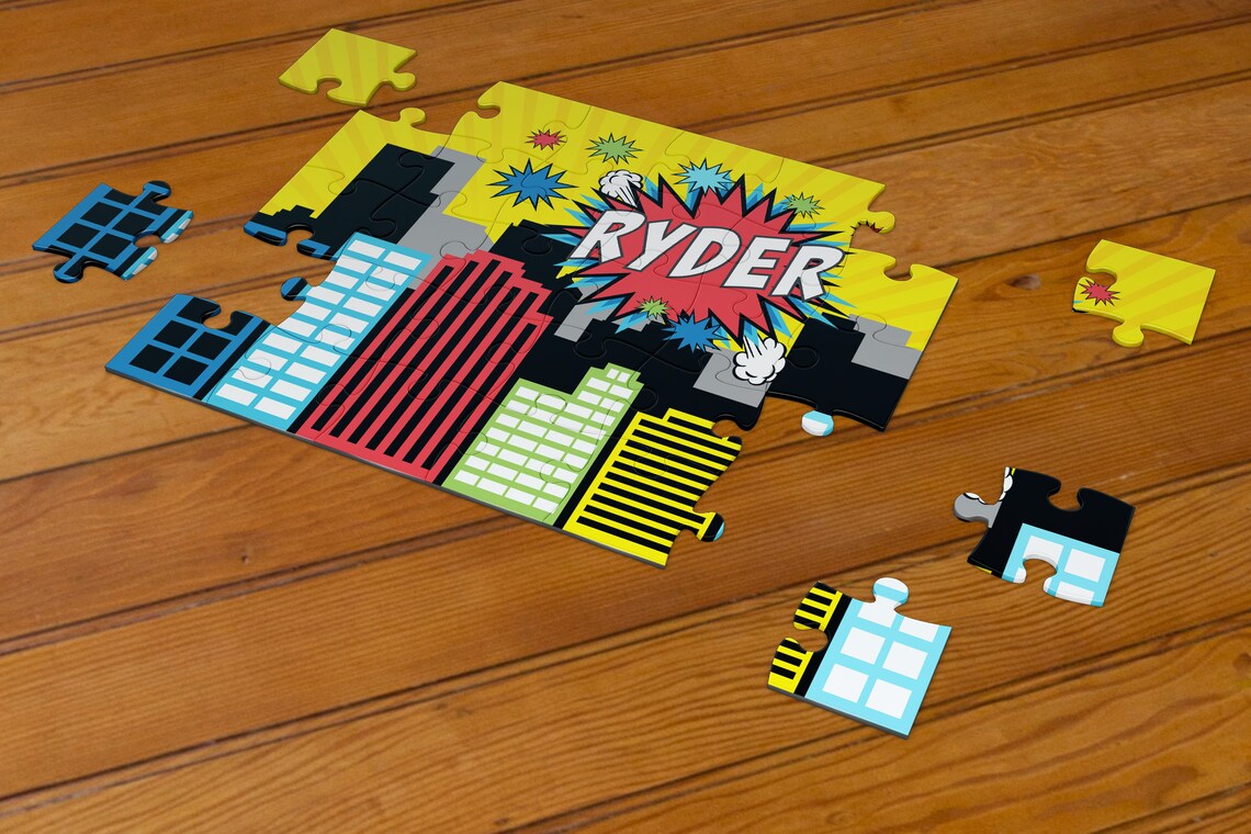Personalized Superhero Puzzle for Kids Toddler Name Puzzle 30 Etsy