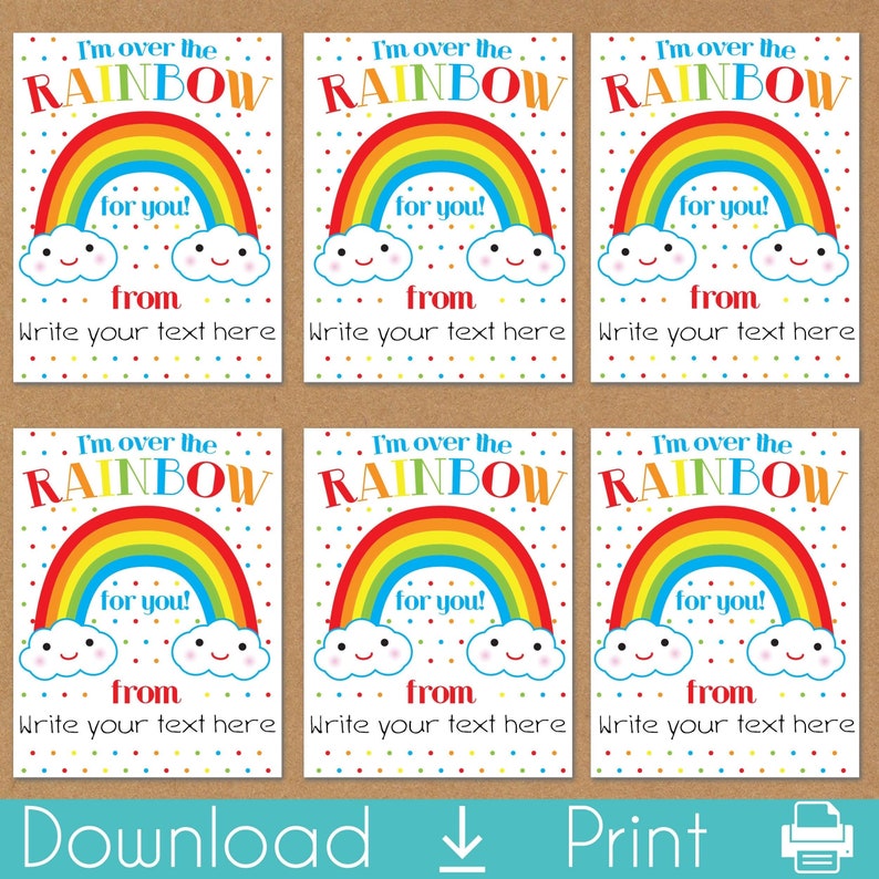 Printable Rainbow Valentine's Day Cards for Kids (digital Download) - Etsy