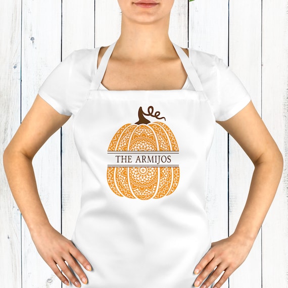 Personalized Aprons for Women - Boho Pumpkin Kitchen Apron for Adults - Custom Halloween Kitchen Decor - Fall Floral Cooking Apron Gifts