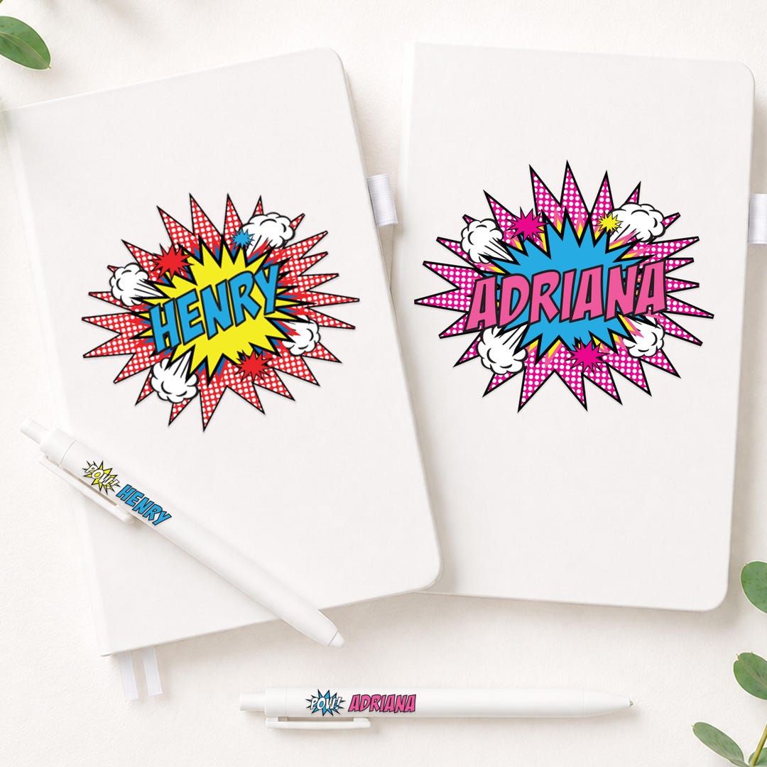 Personalized Comic Book Notebook With Pen | Pop Art Kids Journal ...