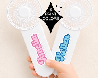 Personalized Mini Hand Fan For Kids & Teens | Bubble Name Fan | Summer Camp Travel Fan