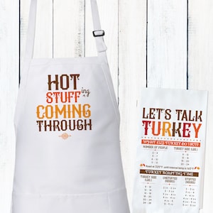 Thanksgiving Gift, Thanksgiving Apron, Funny Apron, Hot Stuff Apron, Funny Kitchen Gift, Womens Apron, Mens Apron, Funny Thanksgiving Gift image 2