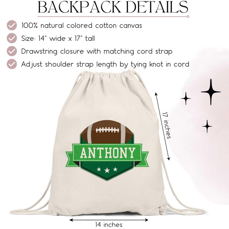 Football Team Custom Football Goodie Bag | Personalized Sports Party Favor Bags image 5