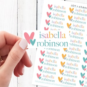 Waterproof Name Labels - Girls School Stickers - Custom Labels Dishwasher Safe - Tween Girls School Supplies - Pastel Boho Name Stickers