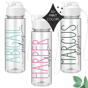 Botella de agua personalizada con nombre para niños / Botella con nombre y apellido personalizados / Regalo escolar