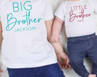 Big Brother Little Brother Shirts with Names - Middle Sister Tee - Matching Sibling Outfits for Kids - Modern Personalized Family Shirt Set