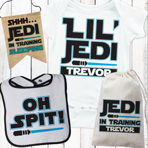 Star Wars Baby Gift Set, Custom Bodysuit Jedi Baby Outfit