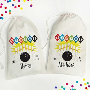 Personalized Bowling Party Favor Bags: Kids Birthday Gift Bags