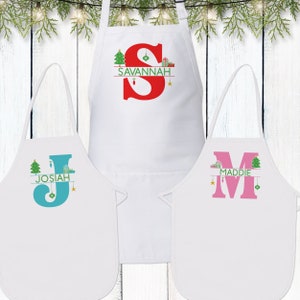 Monogram Christmas Apron: Personalized Holiday Apron for Kids