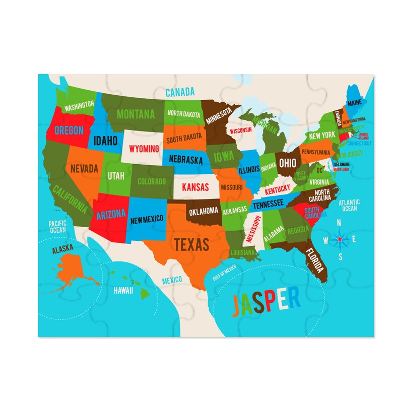 Custom Puzzle for Kids Map of America USA Map Personalized Puzzle Custom Map Puzzle Kids Map Puzzle USA Puzzle America Puzzle