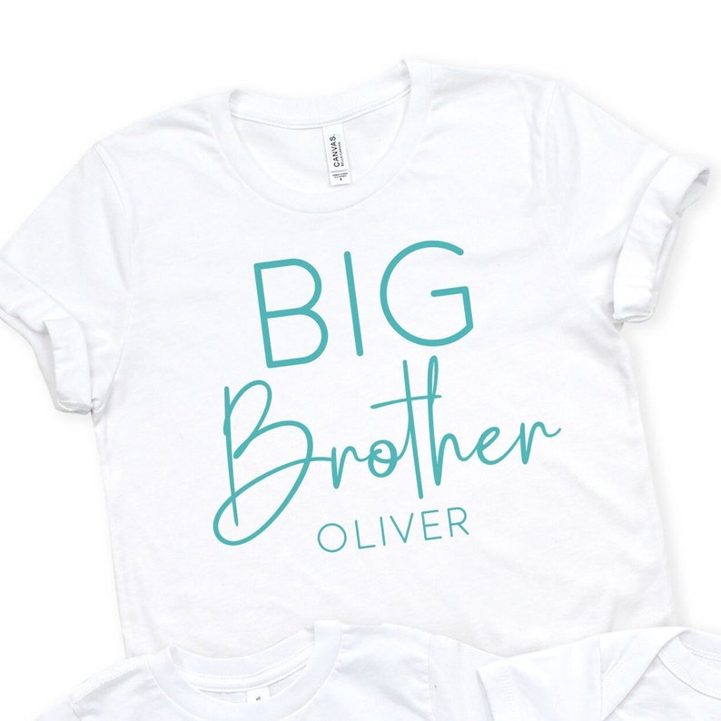 Big Brother Little Brother Shirts with Names Middle Sister Tee Matching Sibling Outfits for Kids Modern Personalized Family Shirt Set image 5