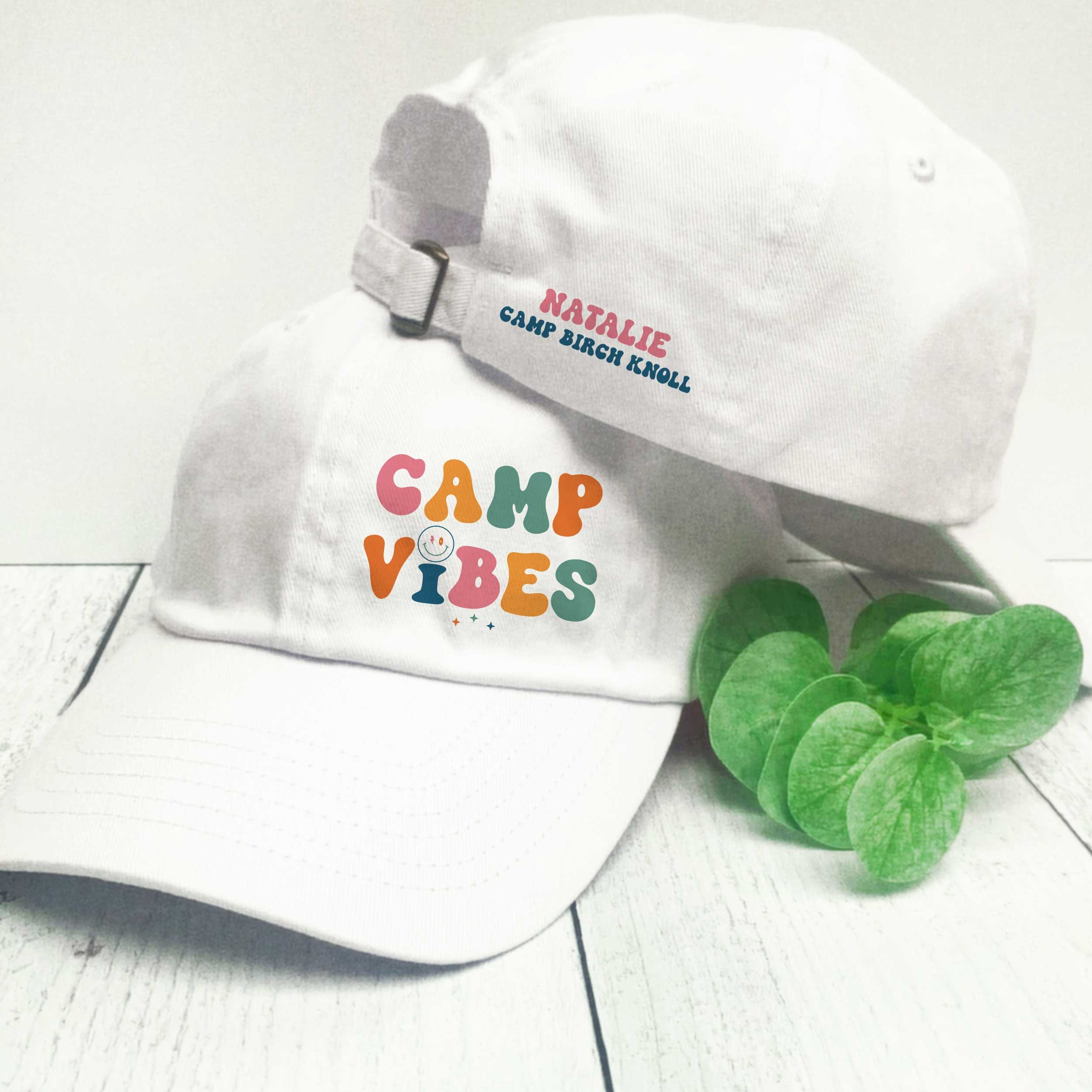 Camp Vibes Hat: Retro Smiley Face, Personalized Baseball Cap - Etsy