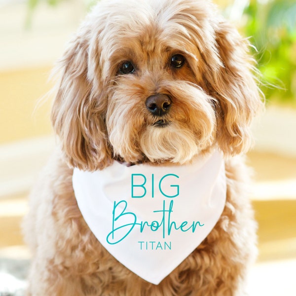 Pregnancy Announcement Dog Bandana - Big Brother Dog Bandana with Name - Custom Big Sister Dog Scarf - New Baby Reveal Photos with Dog