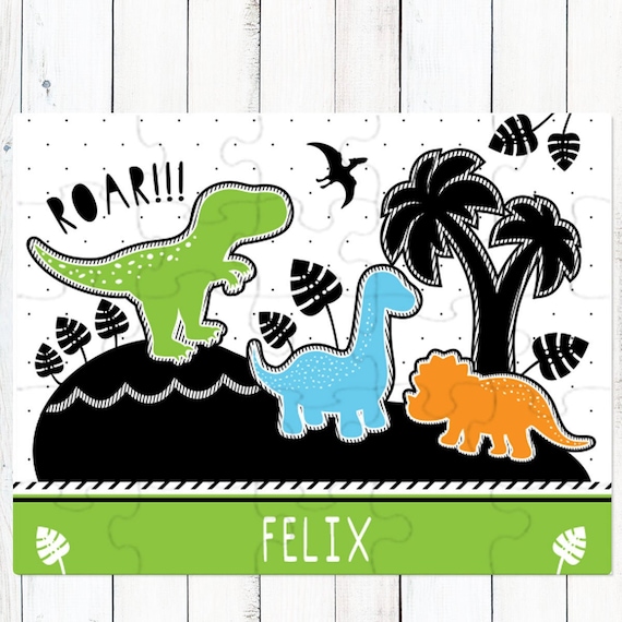 Toddler Puzzle, Dinosaur Birthday Gift for Boys or Girls,  Custom Kids Puzzle