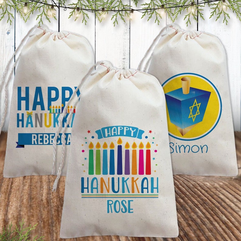 Custom Hanukkah Gift Bags & Party Favor Bags Personalized Etsy