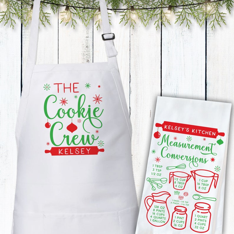 Cookie Crew Christmas Apron Set for Children and Adult Personalized Kids Aprons image 3