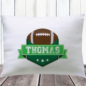 Boys Football Pillowcase, Sports Party Favor, Personalized Sports Room Decor, Monogrammed Pillowcase