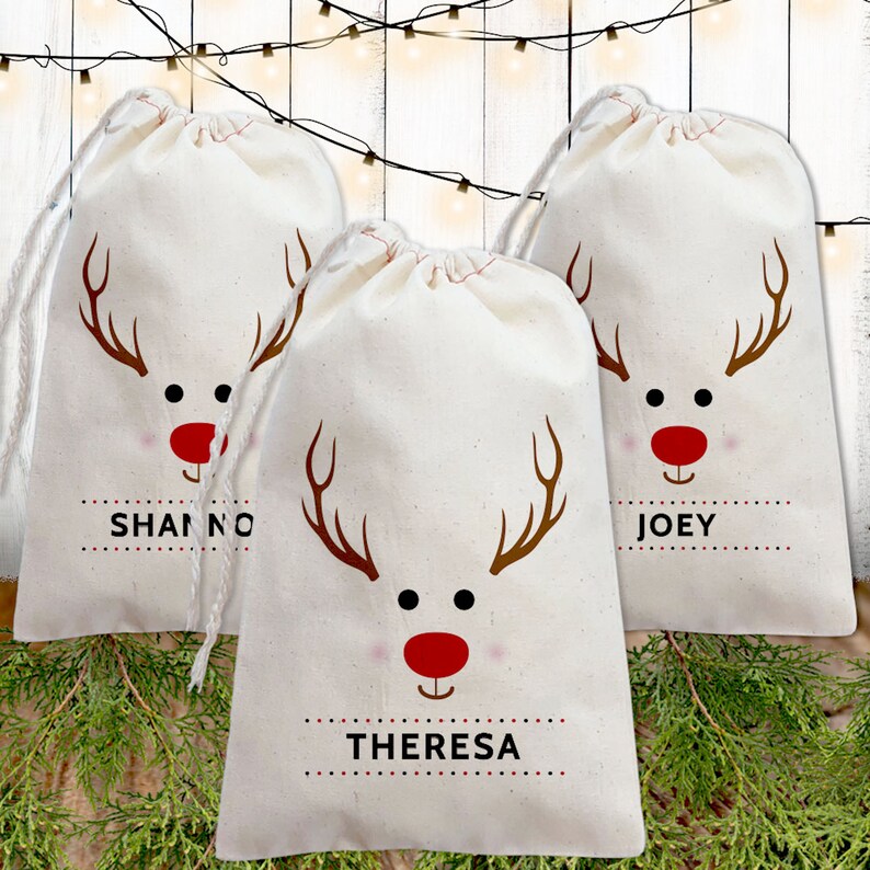 Christmas Gift Bag, Reindeer Gift Bag, Rudolph, Christmas Reindeer, Christmas Gift Wrap image 3