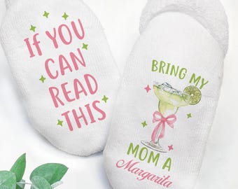 Bring Mom a Margarita Funny Baby Socks: Gift for New Baby or Mom