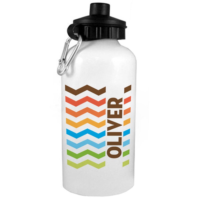 Rainbow Chevron Personalized Stainless Steel Water Bottle with Name for Kids